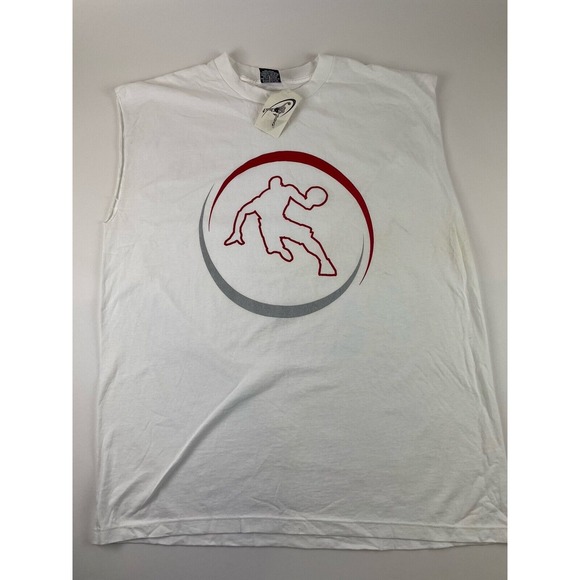 NWT Vintage‎ 90s Y2K AND 1 Basketball With Flaws XL White T Shirt Sleeveless - Picture 1 of 16